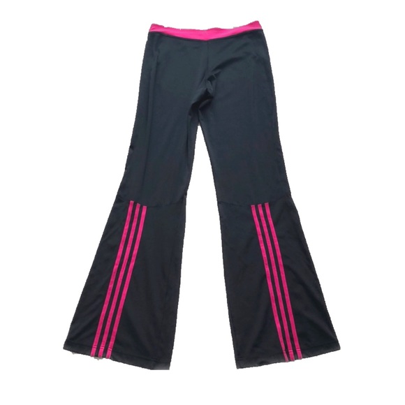 ⭐️HP⭐️Adidas Blk & Pink Striped Flare Leg Pants